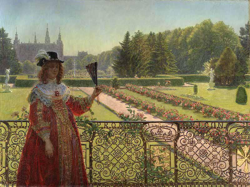 Kristian Zahrtmann Leonora Christina in the garden of Frederiksborg Palace. oil painting picture